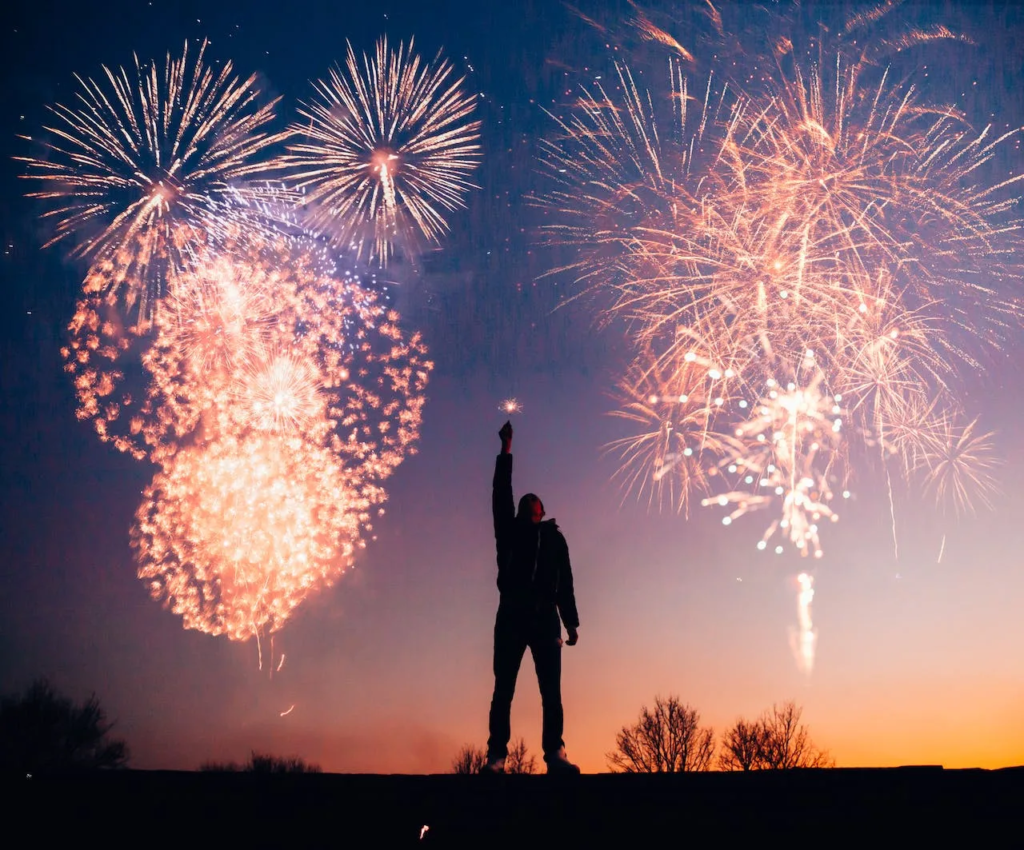 Happy New Year 2024 10 Happy New Year 2024 from the David Smith Law Firm, PLLC image of fireworks and person celebrating new year