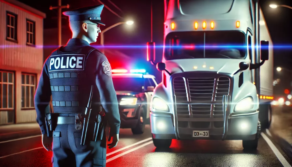police officer stopping a truck for DWI driven by a driver with a commercial driver's license