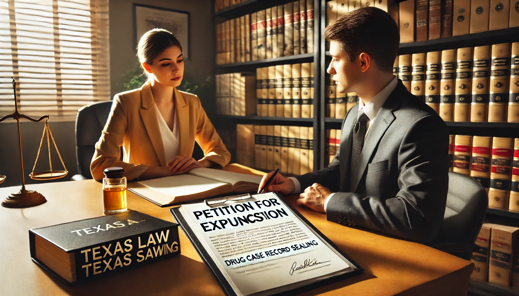 A man and a woman sitting at a table