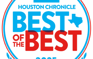 David Smith Law Firm, PLLC 23 Houston Chronicle Best of the Best 2025 award logo, featuring blue and red text with a Texas outline, representing David Smith Law Firm's recognition in Houston's legal services.