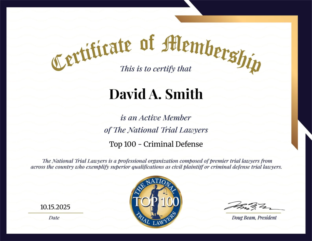 The National Trial Lawyers Top 100 – Criminal Defense 14 Text, letter