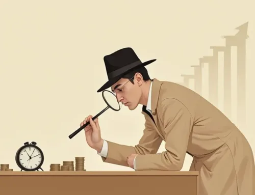 Man in a beige suit and black hat examining coins with a magnifying glass, symbolizing investigation in criminal defense cases.