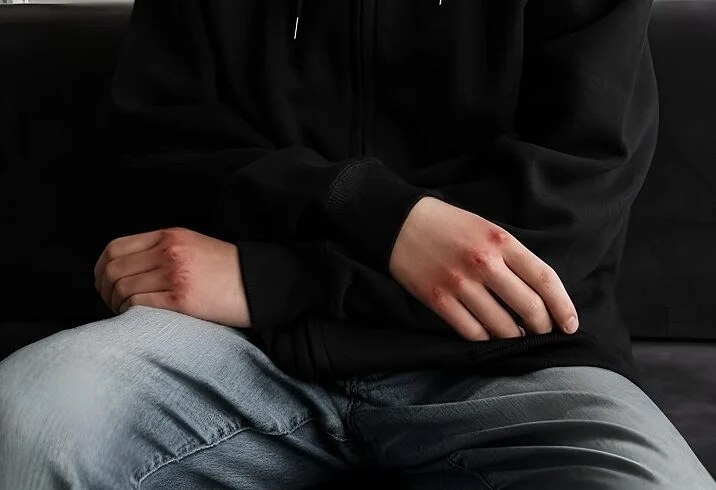 A person sitting on a couch