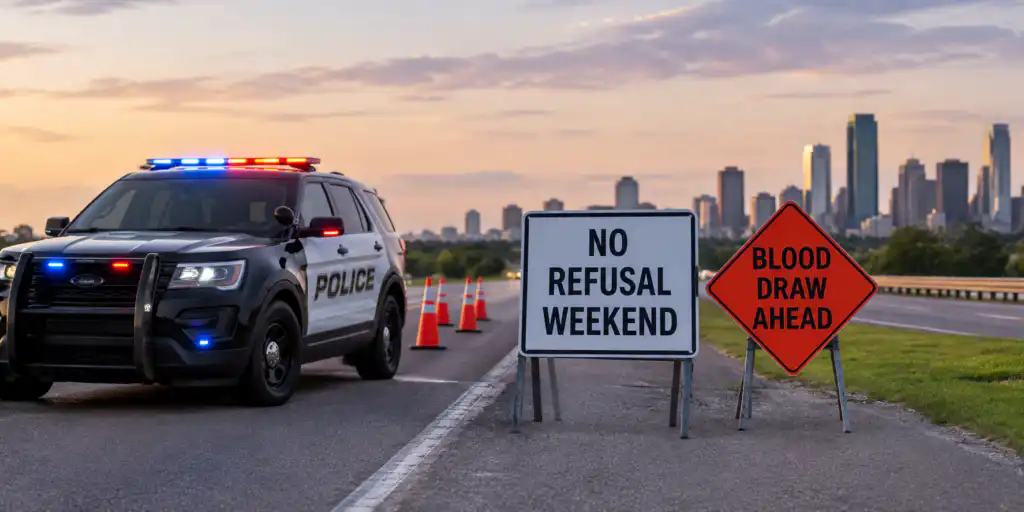 No Refusal Weekends and Blood-Draw Warrants in Texas: What Drivers Need to Know 1 A truck that has a sign on the side of a road
