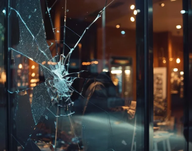 Broken glass from crime scene